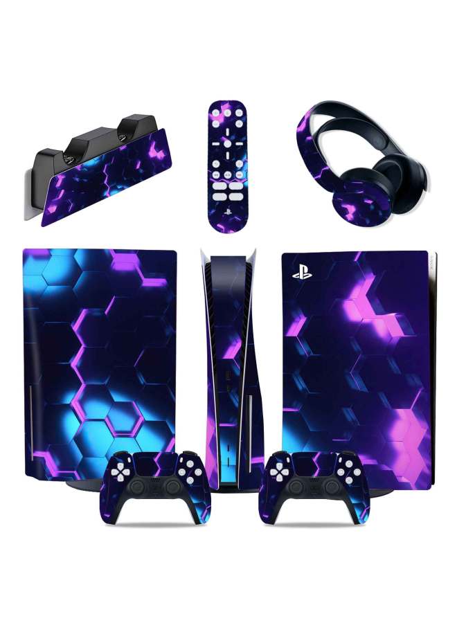 PS5 Sticker PS5 Sticker Full Body Protective Sticker Color Sticker PS5 Handle Sticker Star Camouflage Wood Grain-Color:Optical Drive Edition - Image 3