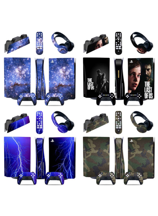 PS5 Sticker PS5 Sticker Full Body Protective Sticker Color Sticker PS5 Handle Sticker Star Camouflage Wood Grain-Color:Optical Drive Edition - Image 1