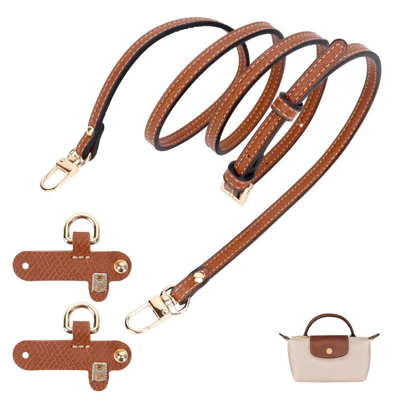 dadop Strap Kit Compatible with Longchamp Mini Bags - Leather Adjustable Purse Straps for Women's Mini Shoulder Bag, Crossbody Handbag - Purse Straps for Longchamp - Image 1