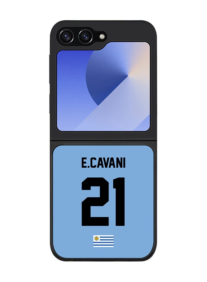 Stylizedd Rugged Black edge case for Samsung Galaxy Z Flip7 FE, Slim fit Case Flexible TPU Gel Thin Cover - Football Team - Uruguay , Player Name - E.Cavani - Image 1