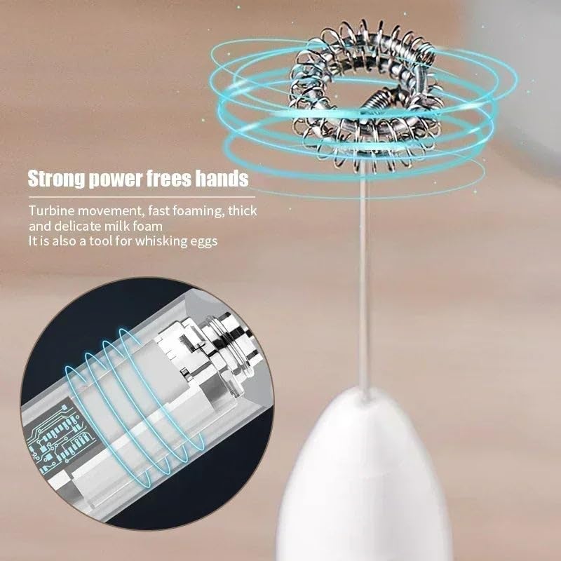 EMBOX EMBOX Rechargeable Milk Frother Coffee Whisker 3Speed Coffee Frother Electric for Cream Latte Cappuccino Egg Whisker Stainless Steel 1 Year Warranty White - Image 2