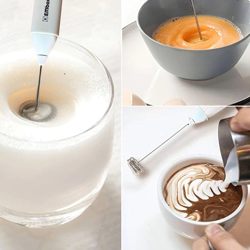 EMBOX EMBOX Rechargeable Milk Frother Coffee Whisker 3Speed Coffee Frother Electric for Cream Latte Cappuccino Egg Whisker Stainless Steel 1 Year Warranty White - Image 5
