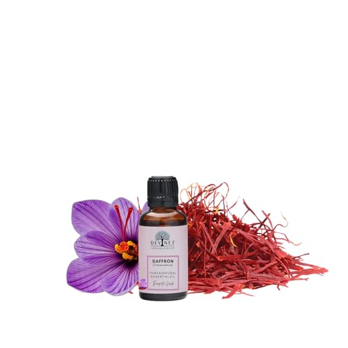 Devinez Kashmiri Saffron Essential Oil, Kesar Zafran, 10ml,Pure Natural Undiluted Therapeutic grade in Glass Bottle for skin, body care, Reed Diffusers Oils, Aroma Tharapy Saffron Oil, Kaser Oil - Image 1