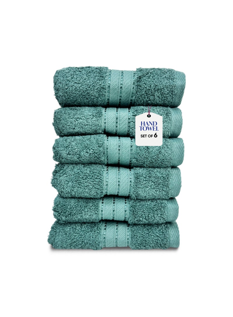 كاسينو Kassino Jumbo Hand Towel (6 Pack, 45x70 cm) - 580 GSM Large Hand Towels,100% Combed Cotton, Soft & Quick-Dry Towels, Highly Absorbent, Double Stitched Hotel Quality Towels | Sea Green - Image 1