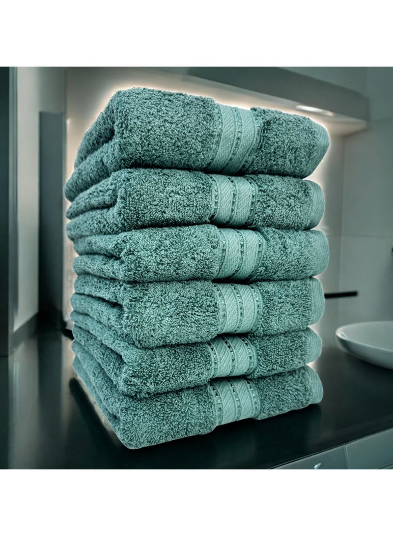 كاسينو Kassino Jumbo Hand Towel (6 Pack, 45x70 cm) - 580 GSM Large Hand Towels,100% Combed Cotton, Soft & Quick-Dry Towels, Highly Absorbent, Double Stitched Hotel Quality Towels | Sea Green - Image 2