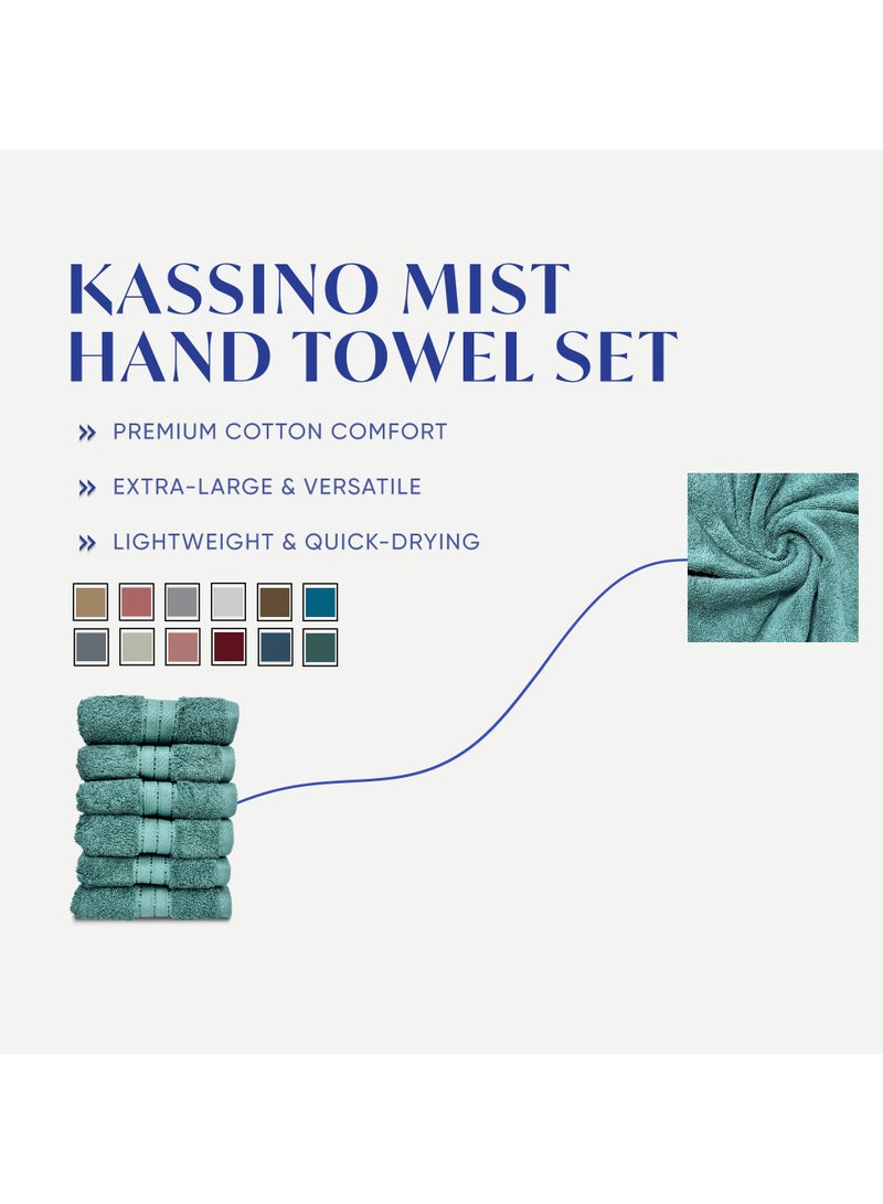 كاسينو Kassino Jumbo Hand Towel (6 Pack, 45x70 cm) - 580 GSM Large Hand Towels,100% Combed Cotton, Soft & Quick-Dry Towels, Highly Absorbent, Double Stitched Hotel Quality Towels | Sea Green - Image 3