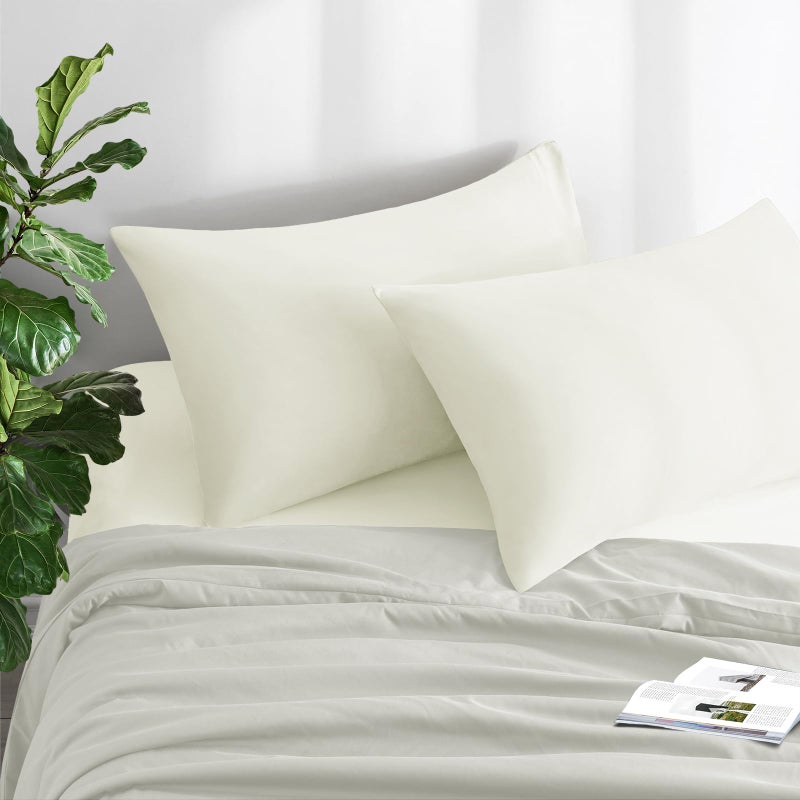 MILVOWOC 2Pcs Brushed Microfiber Queen Pillowcases - 20 x 30 Inch  White Pillow Case Set Non Slip Envelope Pillow Cover with Moisture Absorption and Anti-Wrinkle - Image 3