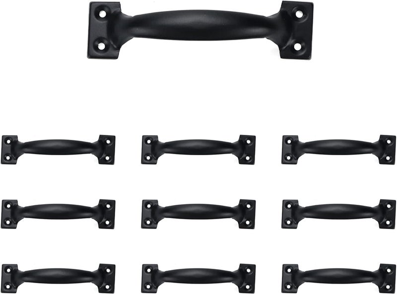 Dahszhi 10Pcs 5 Inch Rustic Gate Handle Pulls Vintage Utility Door Pulls for Home Improvement, Barn Door Hardware with Screws,Black - Image 1