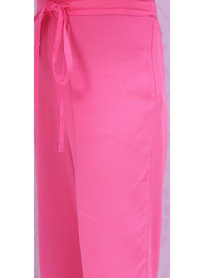 BIBA Girls Rayon Kalidar Printed Suit Set (KW5029EAW22PNK_Pink - Image 5