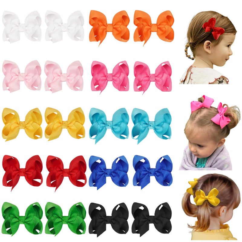 JOYOYO 40Pcs 3" Hair Bows Alligator Clips Grosgrain Ribbon Big Bows Clips For Girls Toddlers Kids Children - Image 1