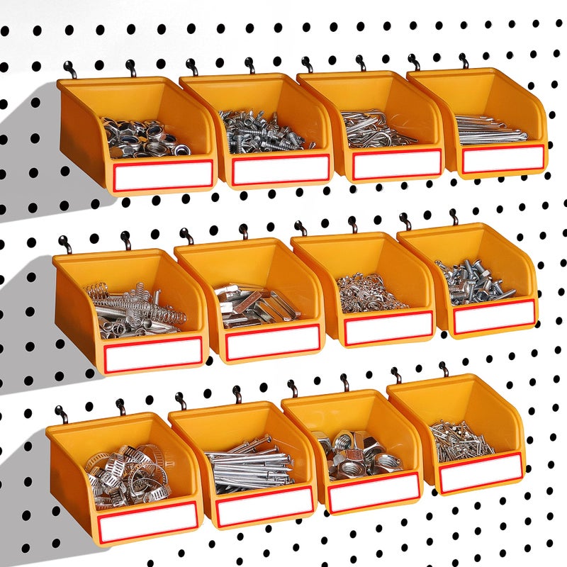 ELEAD Pegboard Bins Organizer Set 12Pack Durable Storage Tray for Screws Nuts Bolts Hardware Crafts Accessories Fits Standard Pegboards 16 Labels for Garage Workshop Craft Room - Image 2