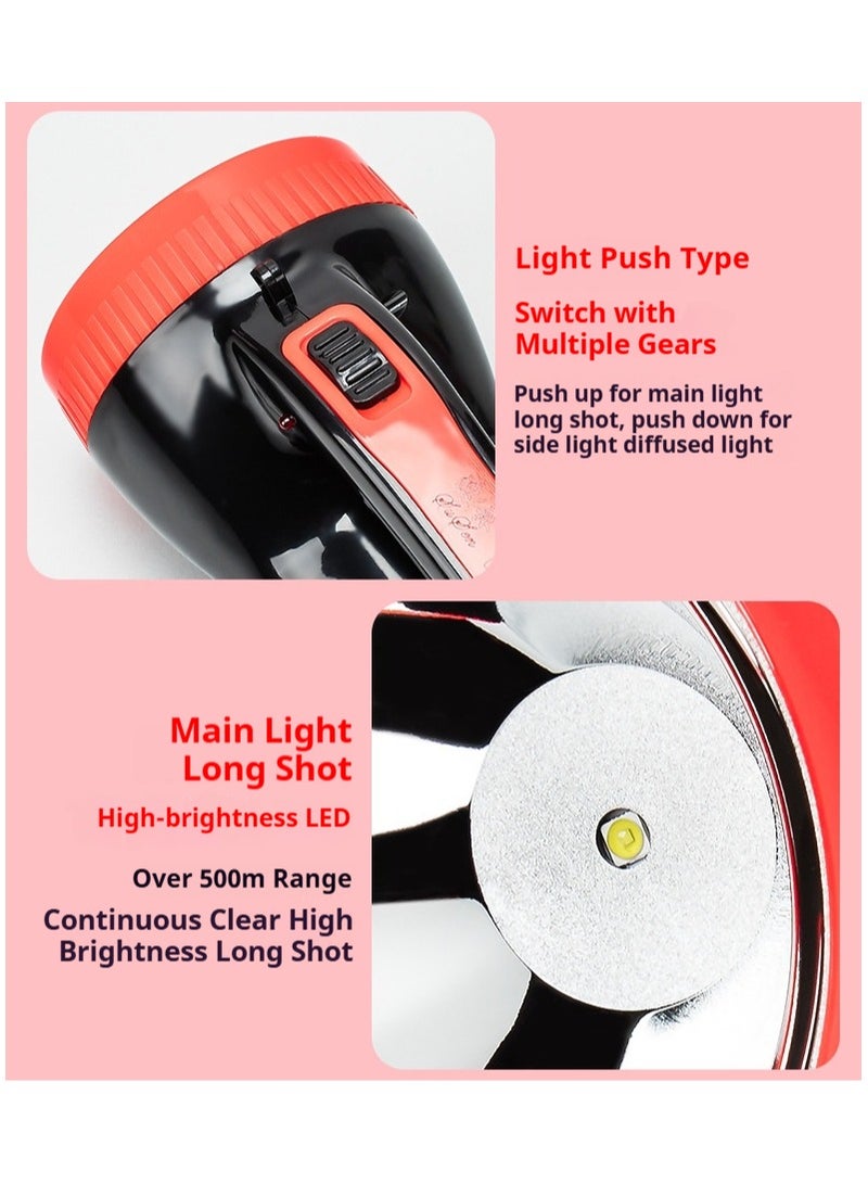 Bright Rechargeable Flashlight, Waterproof Flashlight  Portable Handheld Spotlight Searchlight 1800mAh 500M  High-power LED Searchlight Strong light long-Range Security Patrol Emergency Flood Control Fire large Flashlight - Image 4