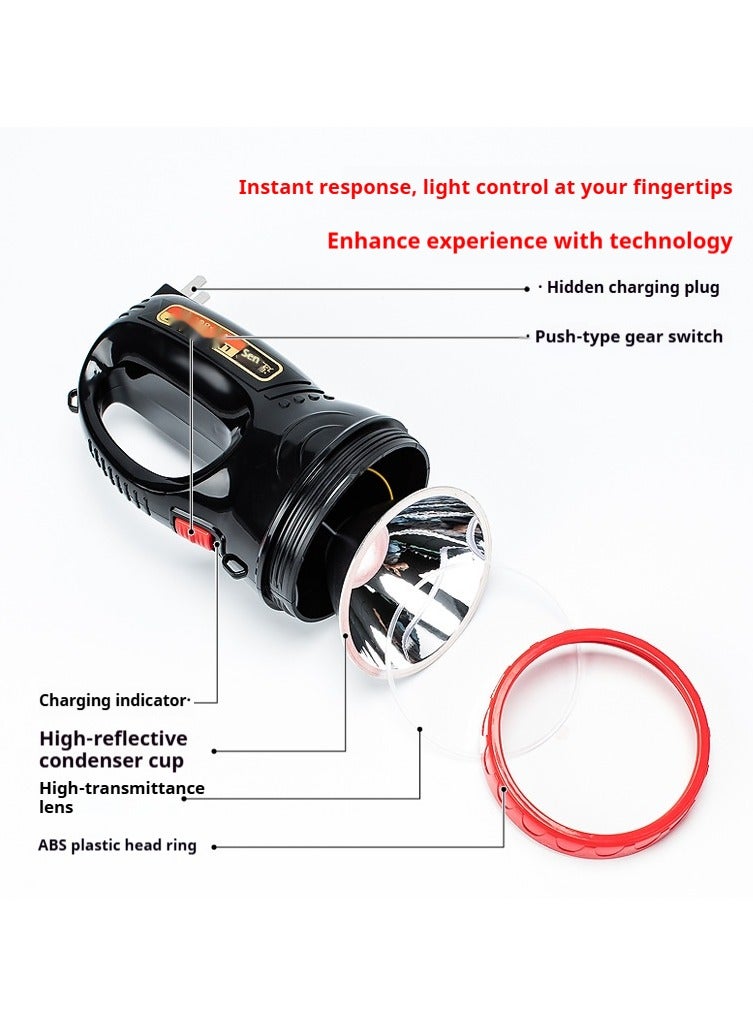 Bright Rechargeable Flashlight, Waterproof Flashlight  Portable Handheld Spotlight Searchlight 1800mAh 500M  High-power LED Searchlight Strong light long-Range Security Patrol Emergency Flood Control Fire large Flashlight - Image 5