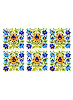 Shiv Kripa Blue Pottery Shiv Kripa Blue Pottery Home Dcor Moroccan Pottery Ceramic Handmade Wall Tiles 6 x 6 Inch Set of 6 Tiles White Green 