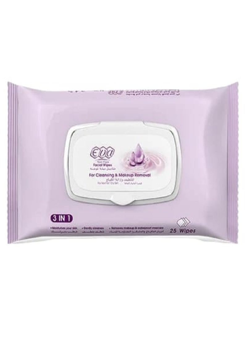 Eva Cleansing & Makeup Removal Facial Wipes For Normal/Dry Skin (25 Wipes)  - Image 1