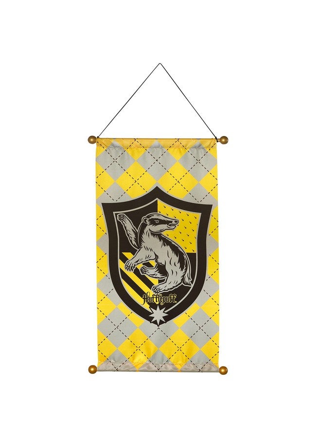 Rubies Harry Potter Hogwarts Fabric House Banner with Plastic Dowel, Officially Licensed, Hufflepuff, 33" x 16" for Themed Parties and Halloween - Image 1