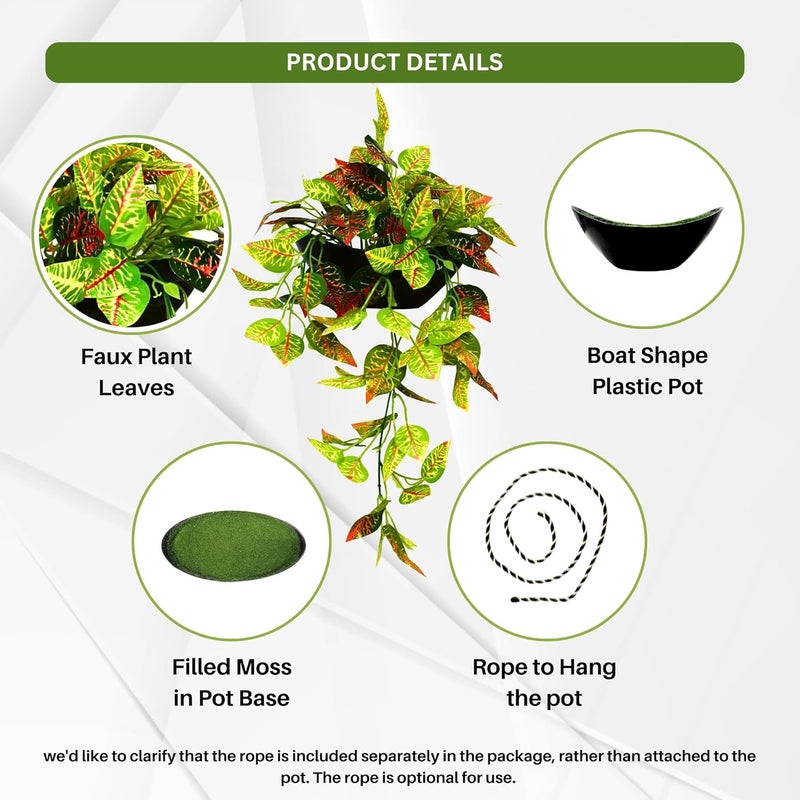 fancymart Elegant Artificial Plant Falling Leaves with Pot for Home & Office Decor – Versatile Potted Plant for Tabletop, Shelves, or Hanging Display - Image 2