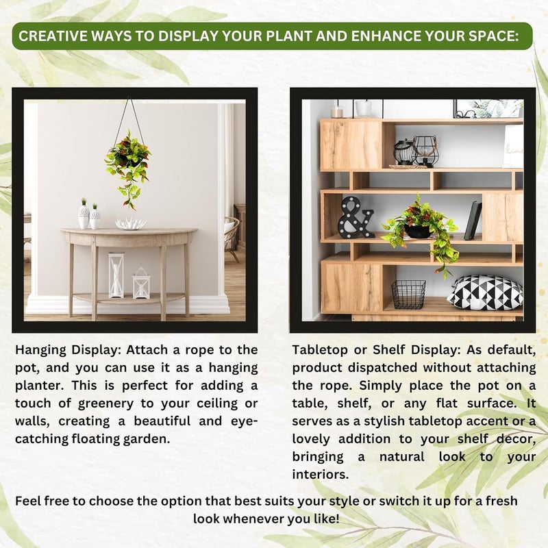 fancymart Elegant Artificial Plant Falling Leaves with Pot for Home & Office Decor – Versatile Potted Plant for Tabletop, Shelves, or Hanging Display - Image 4