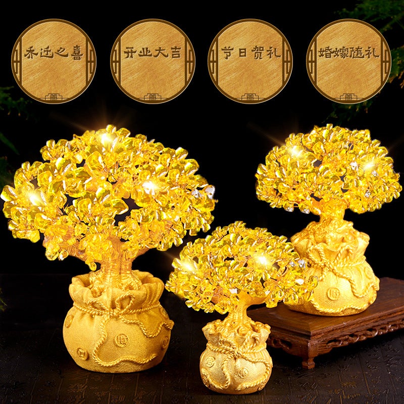 Citrine Wealth Tree Wine Cabinet Decorations Home Living Room Wealth Gathering Feng Shui Cash Tree Creative Opening Gift - Image 4