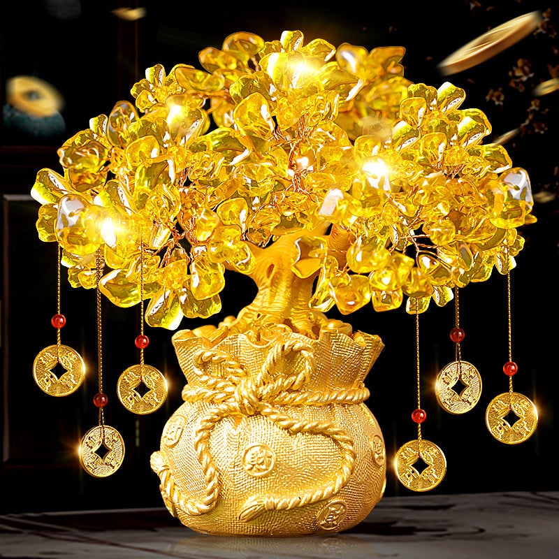 Citrine Wealth Tree Wine Cabinet Decorations Home Living Room Wealth Gathering Feng Shui Cash Tree Creative Opening Gift - Image 5