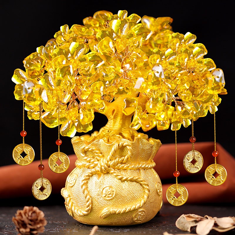Citrine Wealth Tree Wine Cabinet Decorations Home Living Room Wealth Gathering Feng Shui Cash Tree Creative Opening Gift - Image 2
