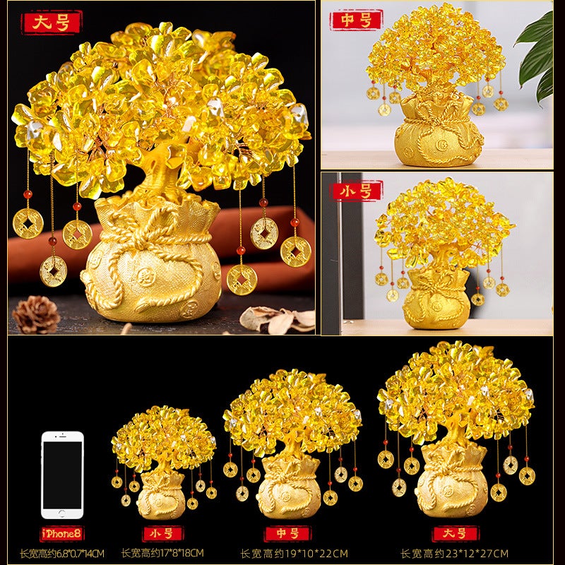 Citrine Wealth Tree Wine Cabinet Decorations Home Living Room Wealth Gathering Feng Shui Cash Tree Creative Opening Gift - Image 3