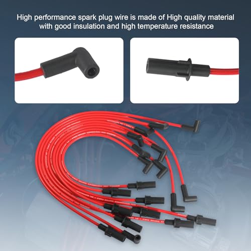 JDMSPEED Spark Plug Wire Set 8MM Replacement for Dodge B150 B1500 B250 B2500 B350 B3500 Dakota Durango Ram 1500 2500 3500 Ramcharger W150 Truck Van 1990-2003 Red Ignition Spark Plug Wires - Image 4