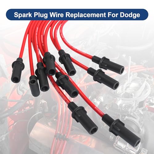 JDMSPEED Spark Plug Wire Set 8MM Replacement for Dodge B150 B1500 B250 B2500 B350 B3500 Dakota Durango Ram 1500 2500 3500 Ramcharger W150 Truck Van 1990-2003 Red Ignition Spark Plug Wires - Image 3