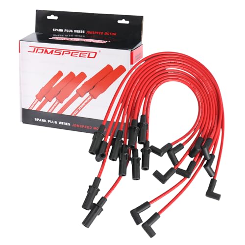 JDMSPEED Spark Plug Wire Set 8MM Replacement for Dodge B150 B1500 B250 B2500 B350 B3500 Dakota Durango Ram 1500 2500 3500 Ramcharger W150 Truck Van 1990-2003 Red Ignition Spark Plug Wires - Image 1