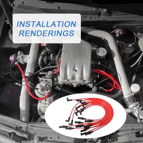 JDMSPEED Spark Plug Wire Set 8MM Replacement for Dodge B150 B1500 B250 B2500 B350 B3500 Dakota Durango Ram 1500 2500 3500 Ramcharger W150 Truck Van 1990-2003 Red Ignition Spark Plug Wires - Image 5