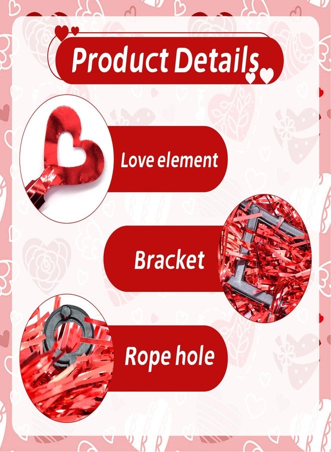 Kreyfer 2 Pack Valentine’s Day Heart-Shaped Wreaths - Red Metallic Love Garland Door Hanging Decorations for Party, Wedding, Home, and Classroom Décor - Image 3