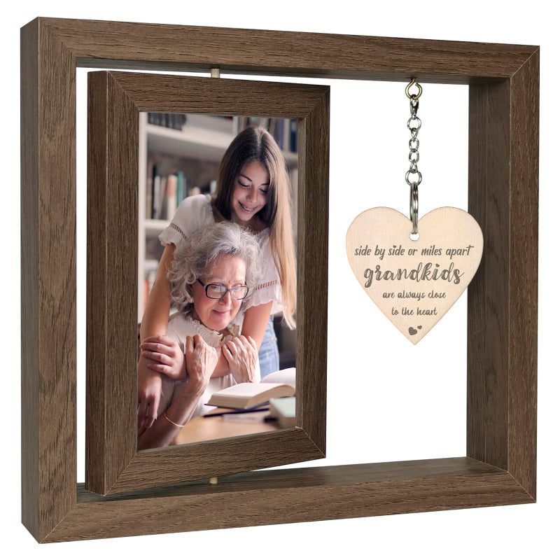 EYITUPC Side by Side or Miles Apart Grandkids are Always Close to the Heart Photo Frame Grandma Grandad Picture Frame Birthday Grandparents Day Gifts Dis Two 15x10 cm