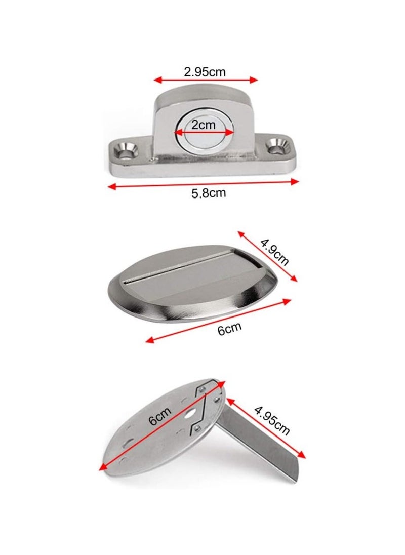 Heavy Duty Magnetic Door Stopper - 2 Pack Silver Metal Door Catch with 3M Self-Adhesive, Floor Mounted, Anti-Corrosion, No Drilling Required, Easy Installation.  - Image 3