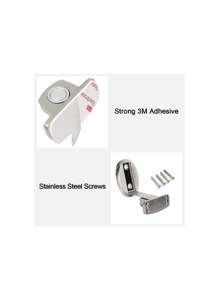 Heavy Duty Magnetic Door Stopper - 2 Pack Silver Metal Door Catch with 3M Self-Adhesive, Floor Mounted, Anti-Corrosion, No Drilling Required, Easy Installation.  - Image 5