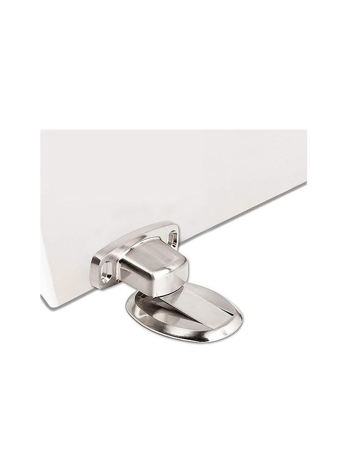 Heavy Duty Magnetic Door Stopper - 2 Pack Silver Metal Door Catch with 3M Self-Adhesive, Floor Mounted, Anti-Corrosion, No Drilling Required, Easy Installation.  - Image 1