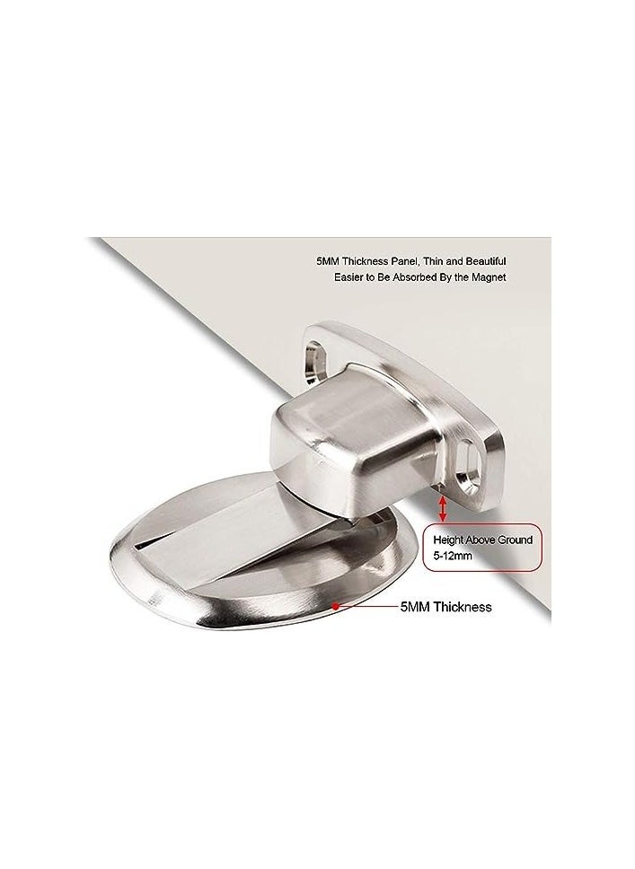 Heavy Duty Magnetic Door Stopper - 2 Pack Silver Metal Door Catch with 3M Self-Adhesive, Floor Mounted, Anti-Corrosion, No Drilling Required, Easy Installation.  - Image 2