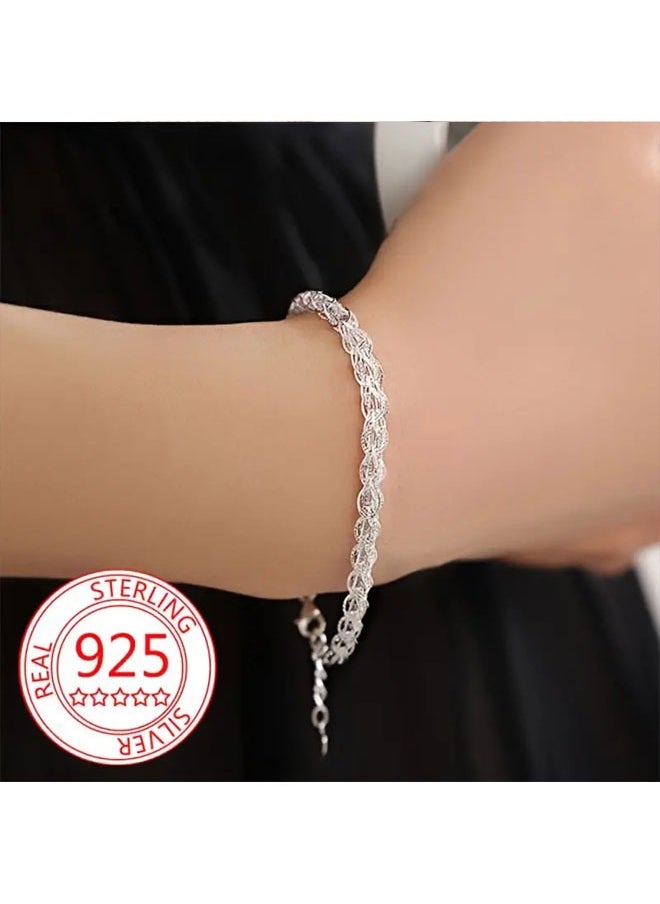 Zeemey - 1pc Exquisite 925 Sterling Silver Phoenix Tail Minimalist Bracelet - Simple, Elegant, and Versatile Jewelry for Women - Perfect for Everyday Wear, Gift-Giving, and Special Occasions - Image 1