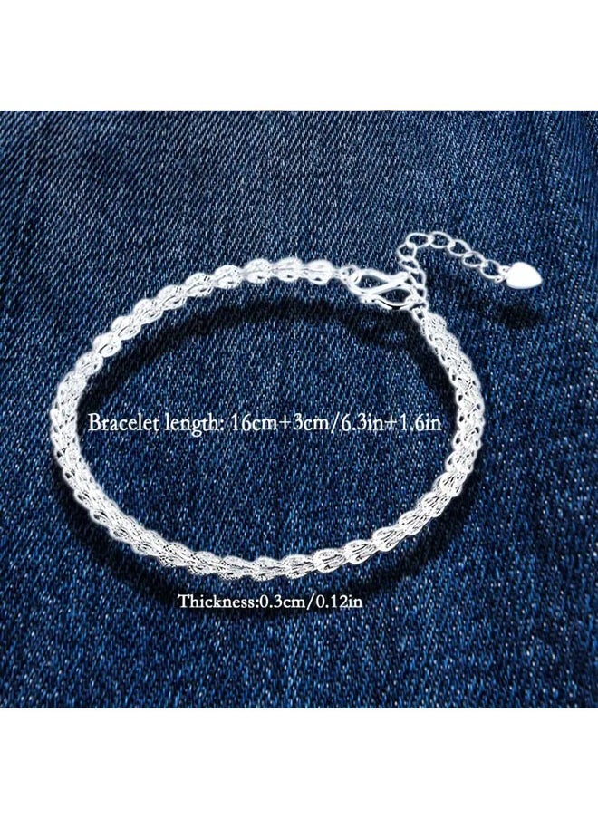 Zeemey - 1pc Exquisite 925 Sterling Silver Phoenix Tail Minimalist Bracelet - Simple, Elegant, and Versatile Jewelry for Women - Perfect for Everyday Wear, Gift-Giving, and Special Occasions - Image 1