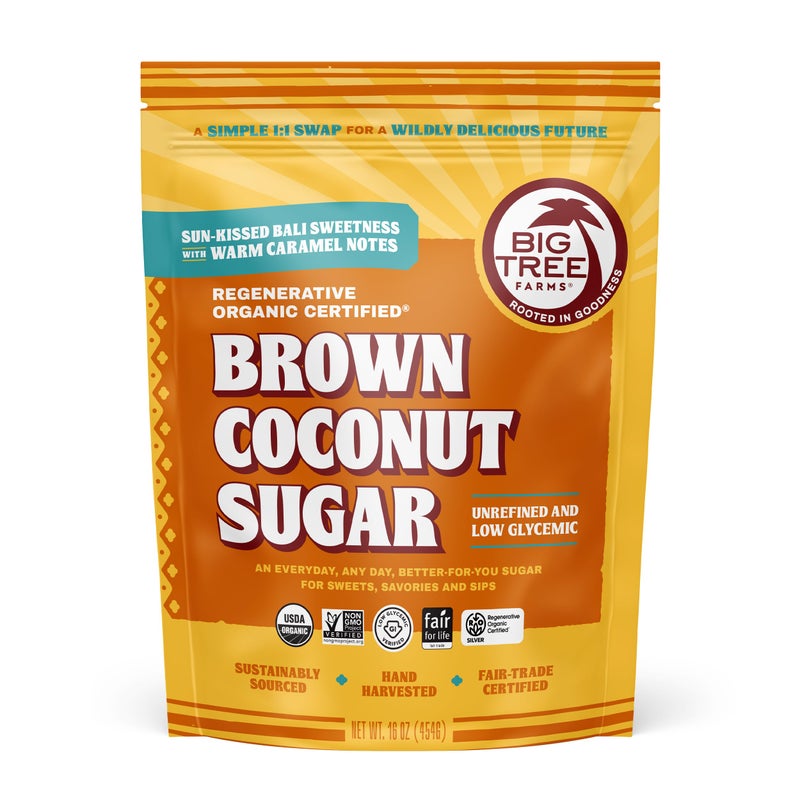Big Tree Farms Organic Brown Coconut Sugar - Coconut Palm Sugar, Unrefined, Fine Crystals, Cane Sugar Replacement, Coconut Blossom Nectar, Vegan, Perfect for Baking - 1 Pound (Pack of 1) - Image 1