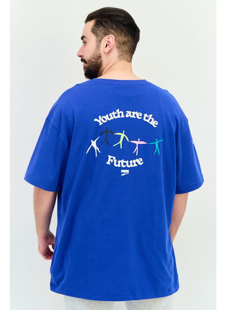 PUMA Men Sportswear Fit Short Sleeves Running T-Shirt, Blue  - Image 2