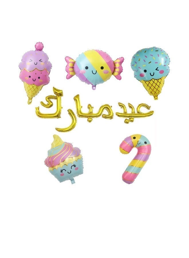 بالونات عيد مبارك باللون الذهبي مع الحلويات الملونة - Image 3