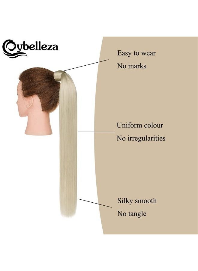 Ponytail Extension Long Straight Ponytail Extensions Wrap Around 22inch Pony Tail Clip in Hair Extensions Ponytail Synthetic Hairpiece for Women, Ash Gold