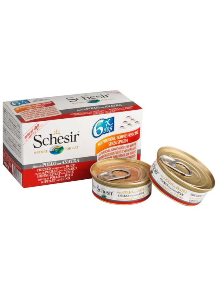 Schesir Chicken Fillets With Duck Cat Wet Food 300G (6X50G)