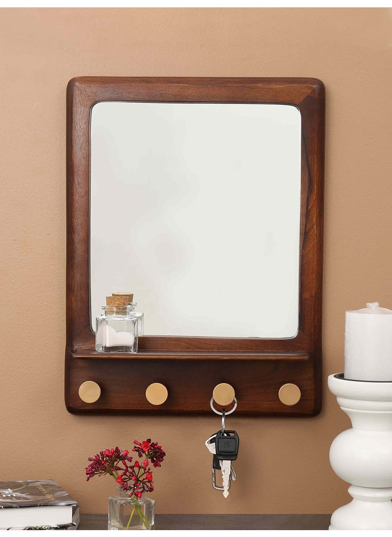 Ellementry Ebony Square Mirror with Shelf Hooks