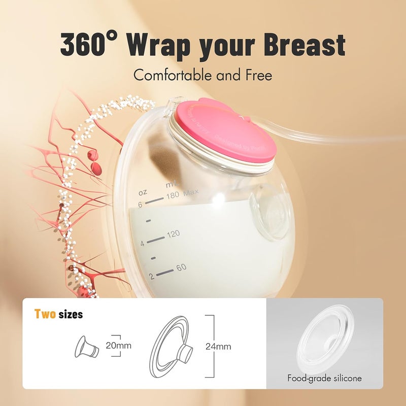 Phanpy Wearable Breast Pump Milk Collector Cup S2 Original Phanpy Breast Pump Replacement Accessories 24 mm Flange and 20mm Insert Included 12 oz  360 ml 2 Piece - Image 3