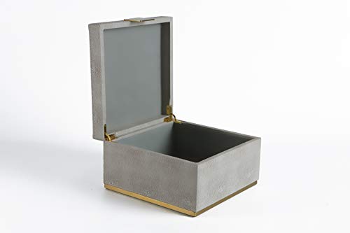 WV Ivory Shagreen Square Decorative Organizer for Home Decor - Faux Leather Storage Jewelry Box - Men's Accessories, Women's Cosmetic Shelf Organizer (Ivory, 9.8x9.8 inch) - Image 5