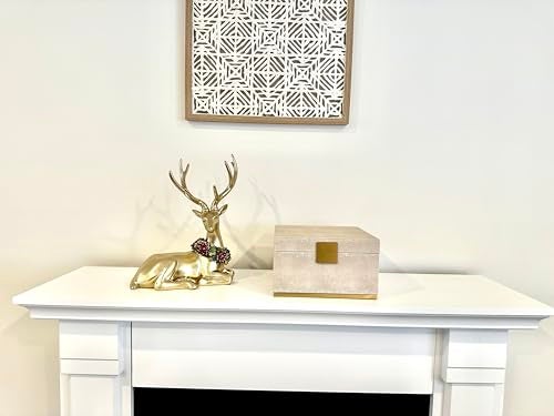 WV Ivory Shagreen Square Decorative Organizer for Home Decor - Faux Leather Storage Jewelry Box - Men's Accessories, Women's Cosmetic Shelf Organizer (Ivory, 9.8x9.8 inch) - Image 3