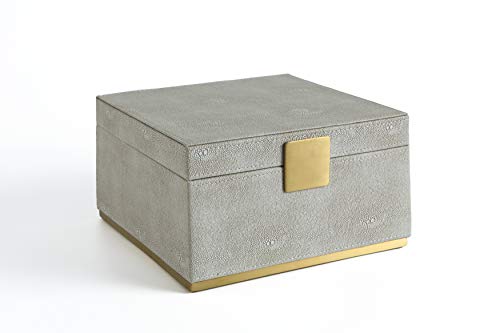 WV Ivory Shagreen Square Decorative Organizer for Home Decor - Faux Leather Storage Jewelry Box - Men's Accessories, Women's Cosmetic Shelf Organizer (Ivory, 9.8x9.8 inch) - Image 1