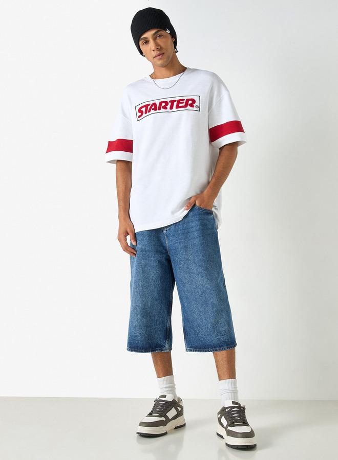 Starter Embossed T-shirt with Short Sleeves and Crew Neck - Image 2