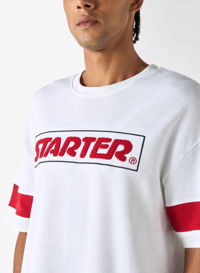 Starter Embossed T-shirt with Short Sleeves and Crew Neck - Image 4